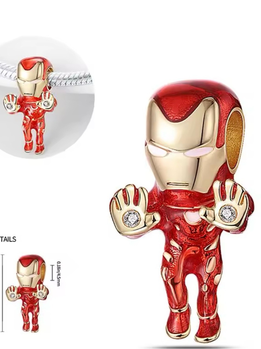 Marvel Red and Gold Iron Man Charm Bead Bracelet Accent